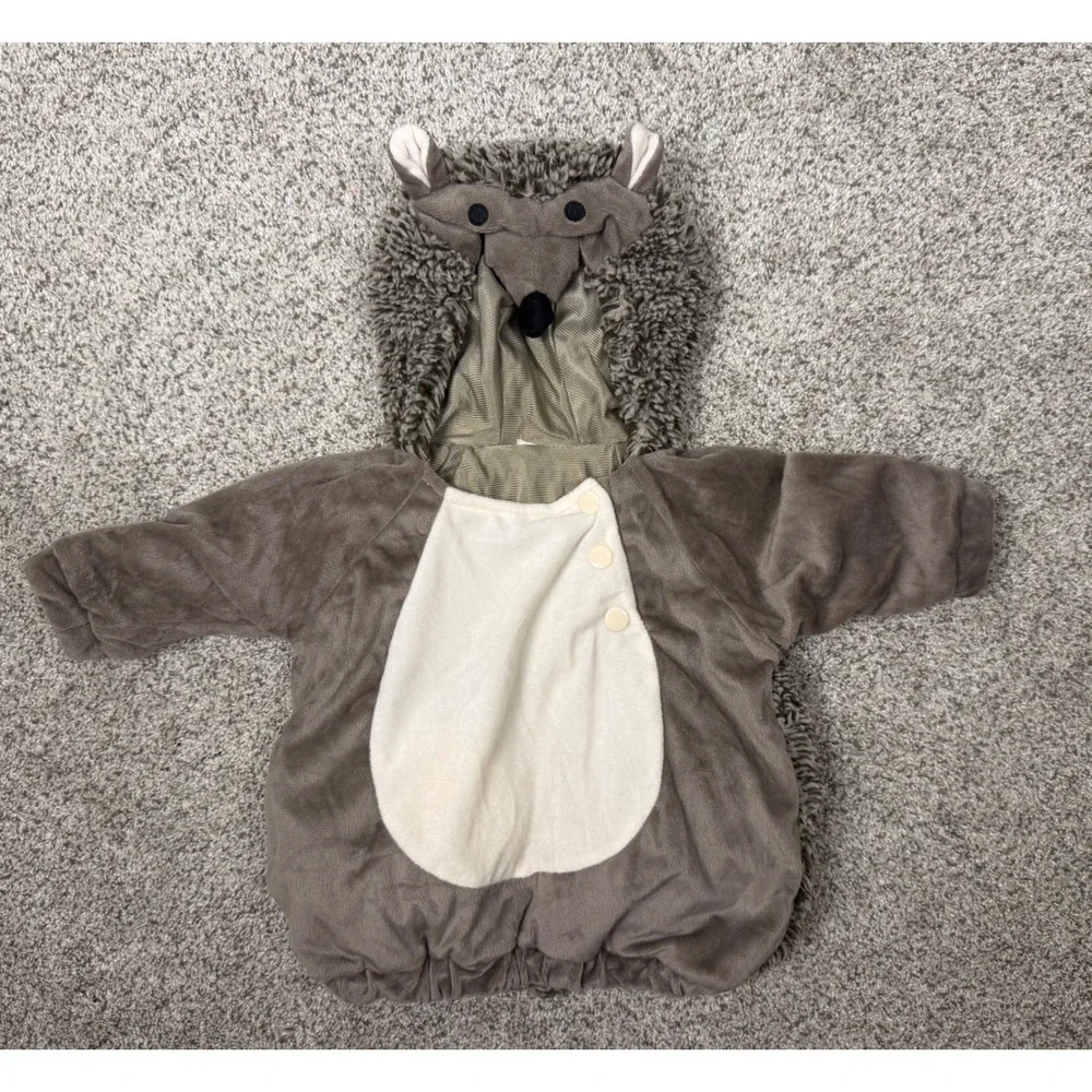 Baby Hedgehog Costume Plush Brown 0-6M Halloween Dress Up Hooded Romper